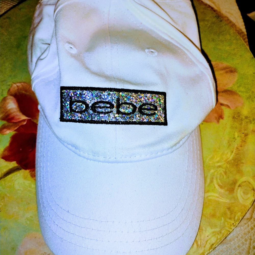 Bebe White Cap with Glitter Logo